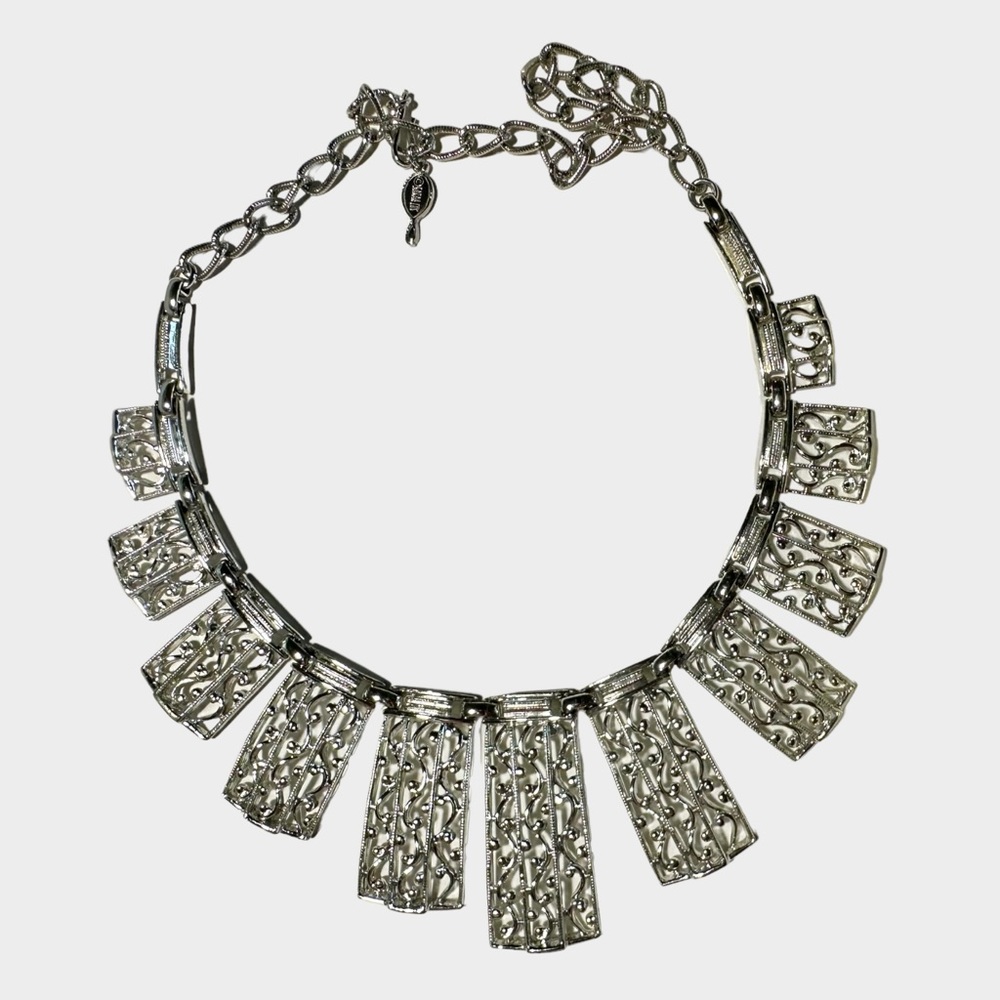 Vintage Sarah Coventry Lady Of Spain Silver Choker Bib Statement Necklace Signed